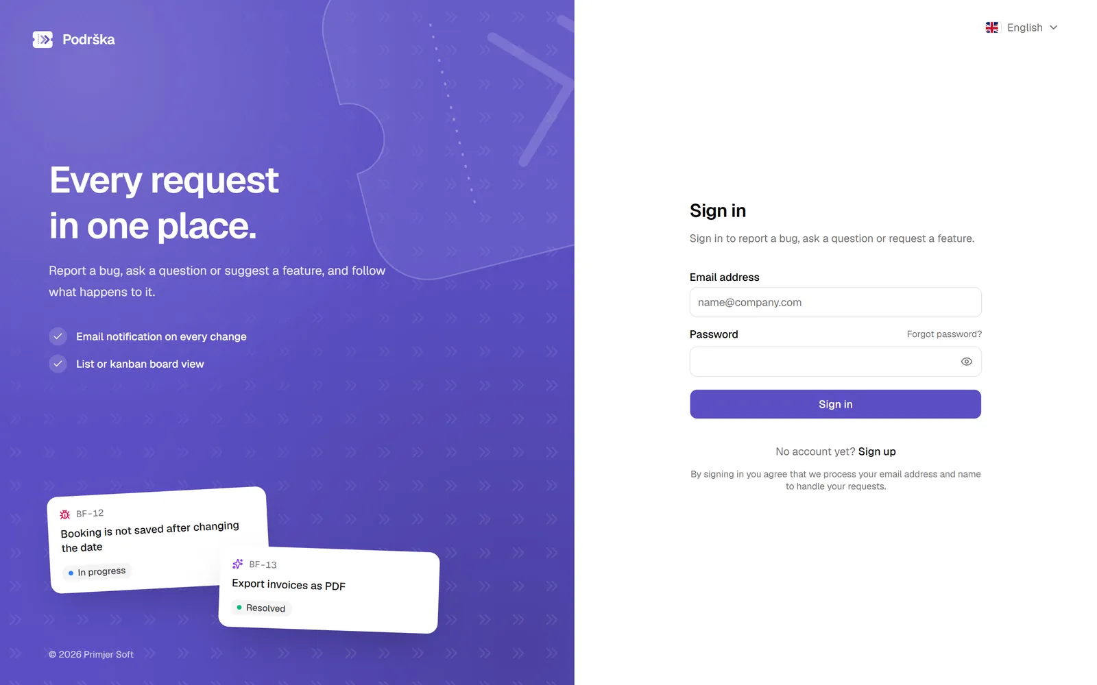 Branded sign-in page of a white-label instance